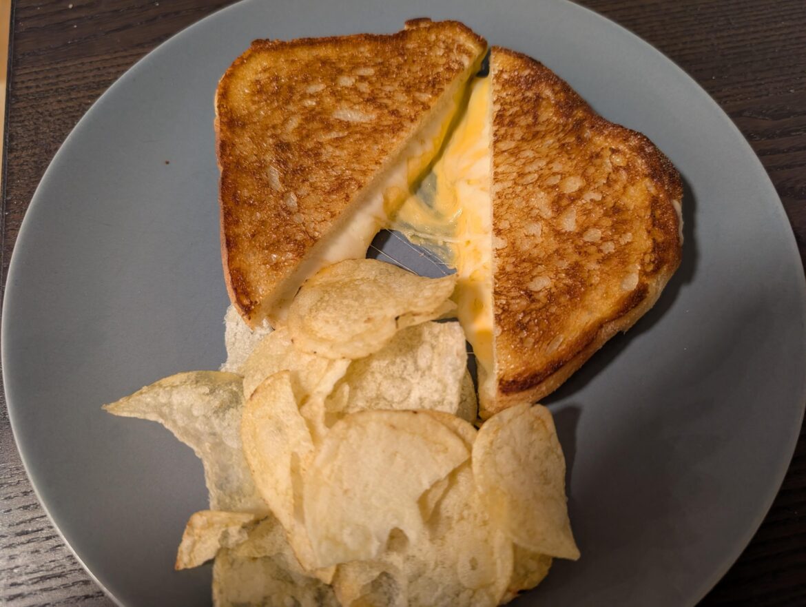 After getting roasted for my ham cheese last night, I made a true grilled cheese tonight