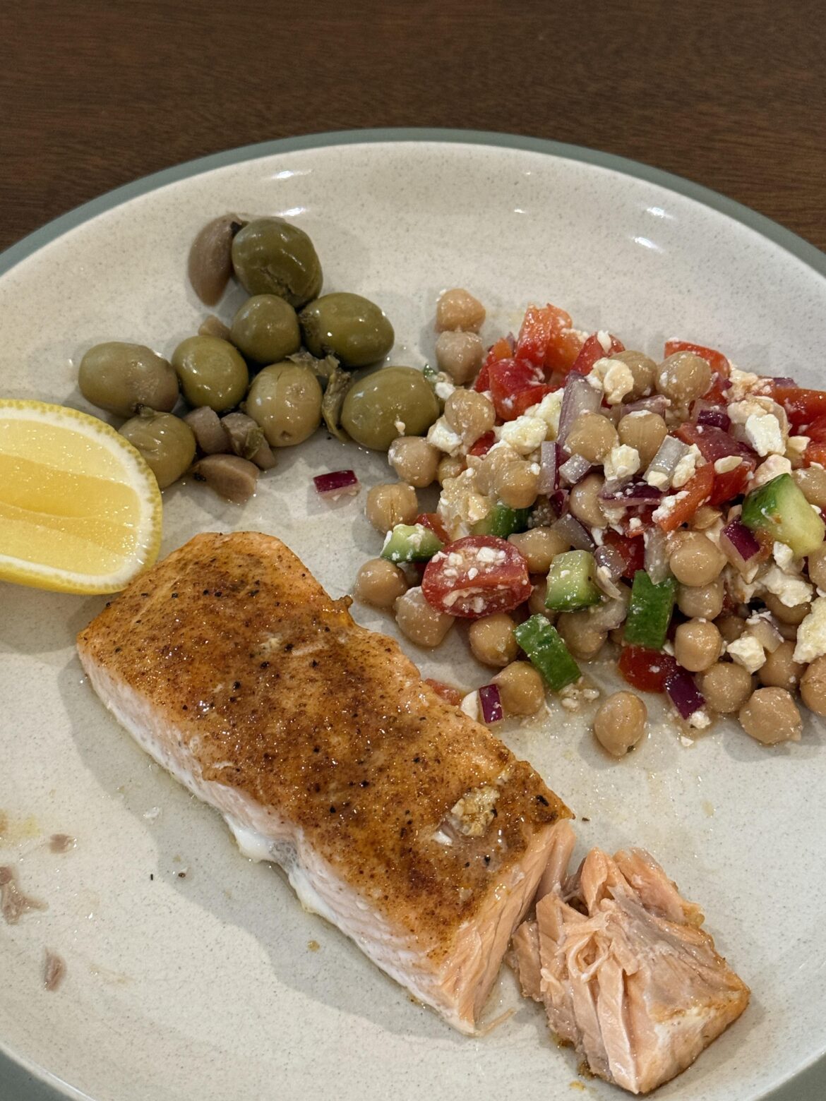 Salmon and Chickpea/Feta Salad
