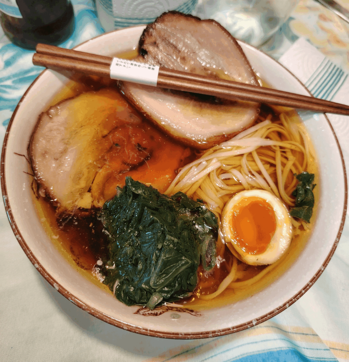 Here’s my very first shoyu ramen ever. I didn’t add many toppings, but I think the essentials are there.