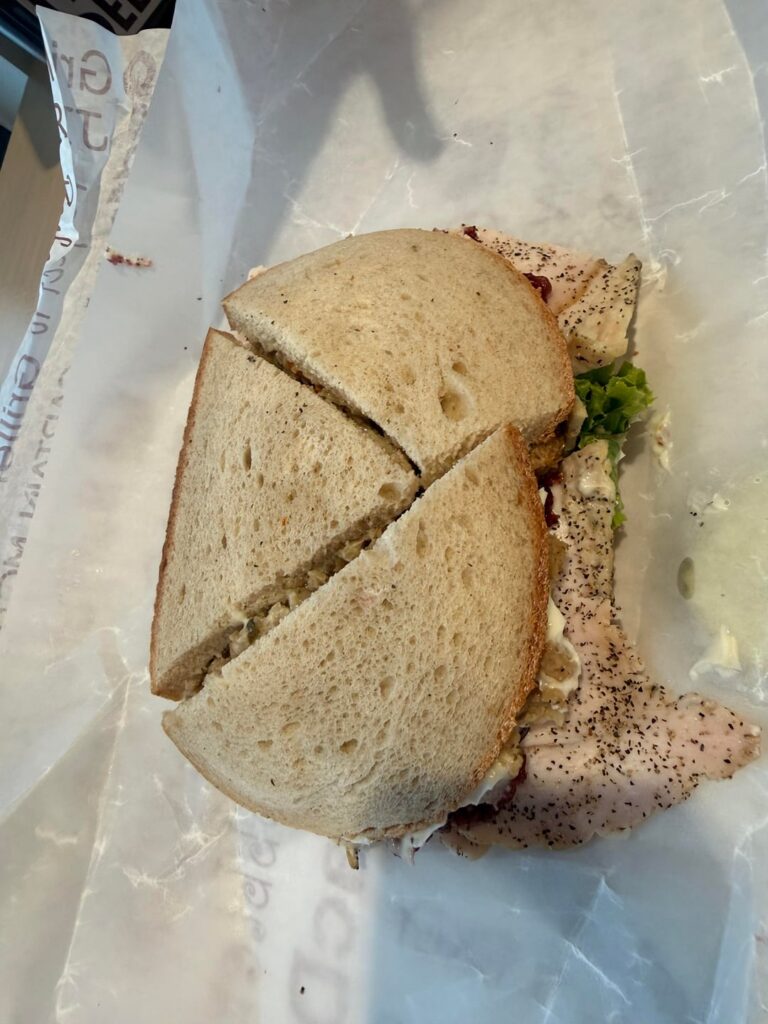 Who cuts a sandwich like this?! Chaotic bad. The gobbler at milburn deli