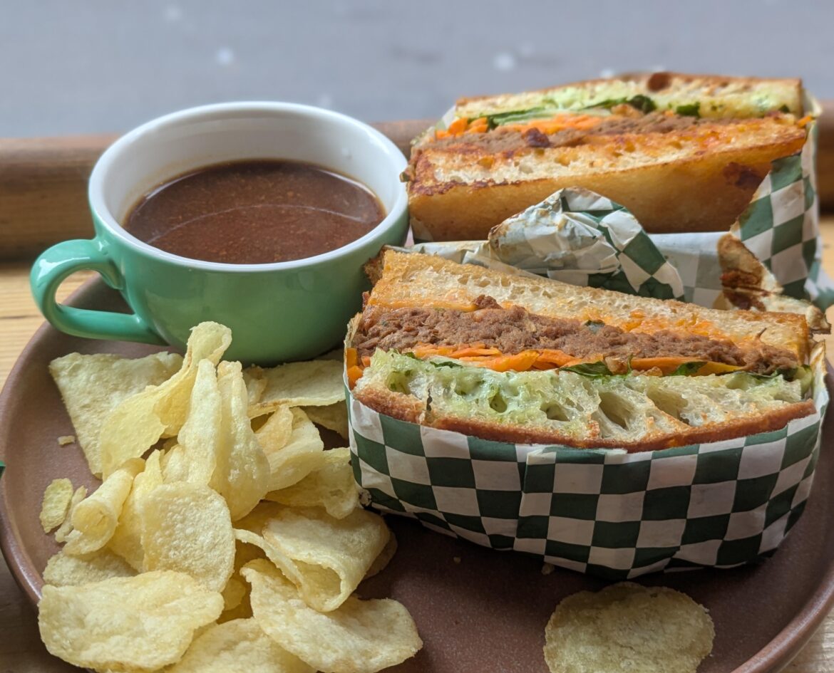 beef bulgogi focaccia with gravy dip
