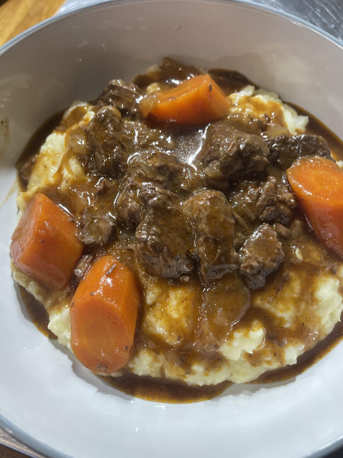 Beef Casserole with Potato & Cauliflower Mash