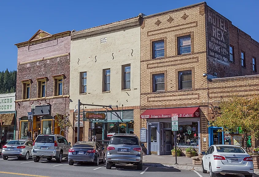 Shops along the main street in Truckee, California
