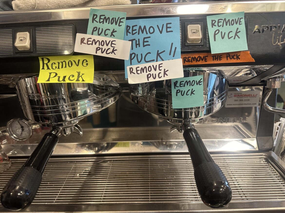 The notes my coworker left on the machine