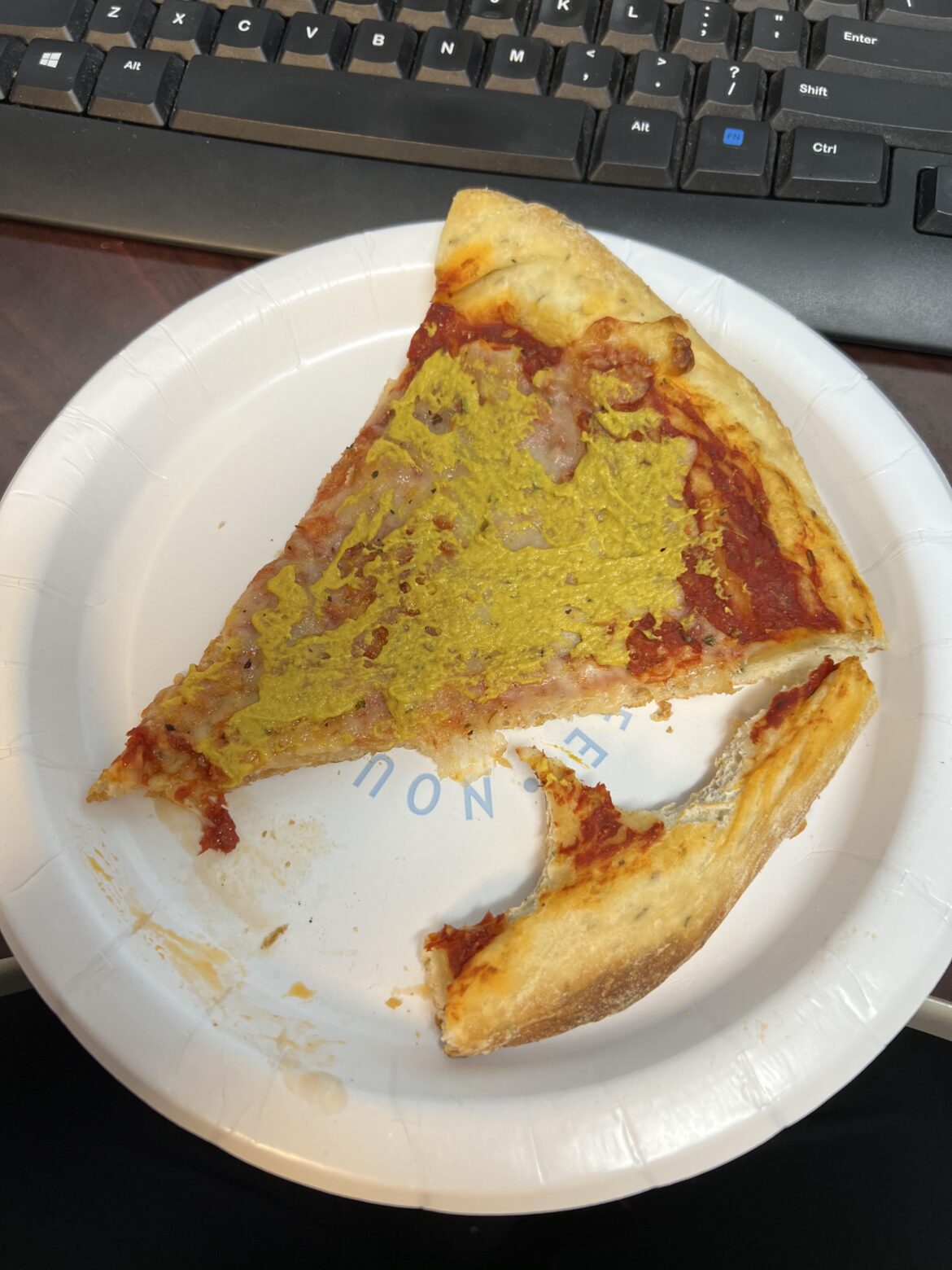 Co-Worker's Reheated Cheese Pizza With Yellow Mustard