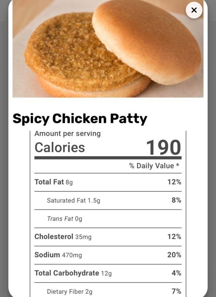 school nutrition menu inaccurate?