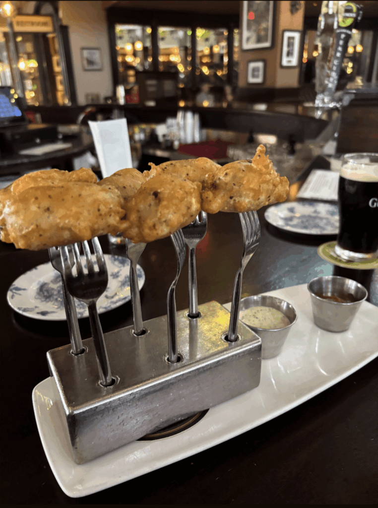 Deep Fried Sausages on Forks