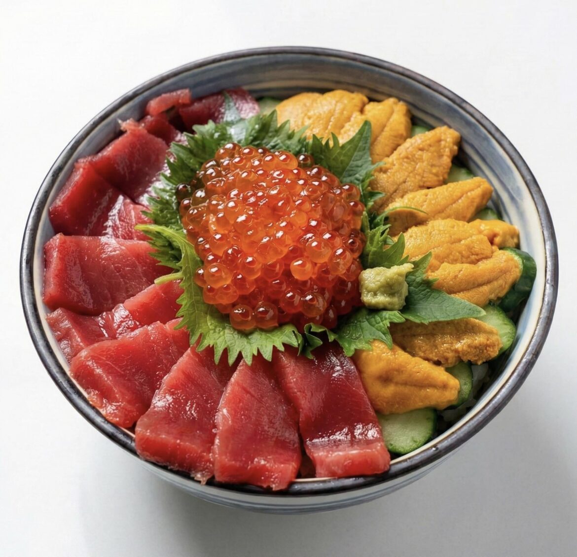 Maguro, Uni, and Ikura Donburi