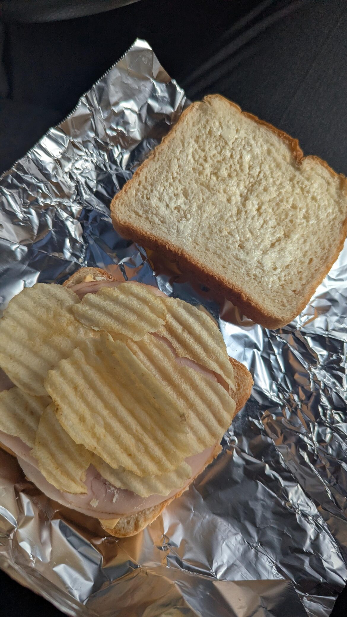 Who else like chips on a simple ham and cheese?