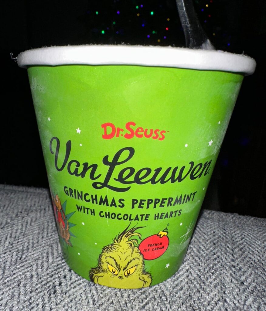 I was definitely swayed by the Grinch in trying this peppermint ice cream. It was actually really good, not overly peppermint flavored, just right!