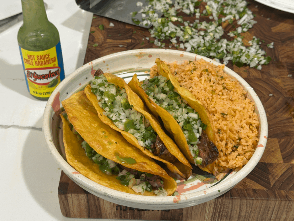 They always say I use too many onions, but I present to you: grilled onion skillet tacos