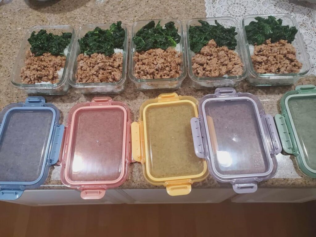 Ground Pork-Kale Rice Bowls: First Time Meal Prepping Lunch