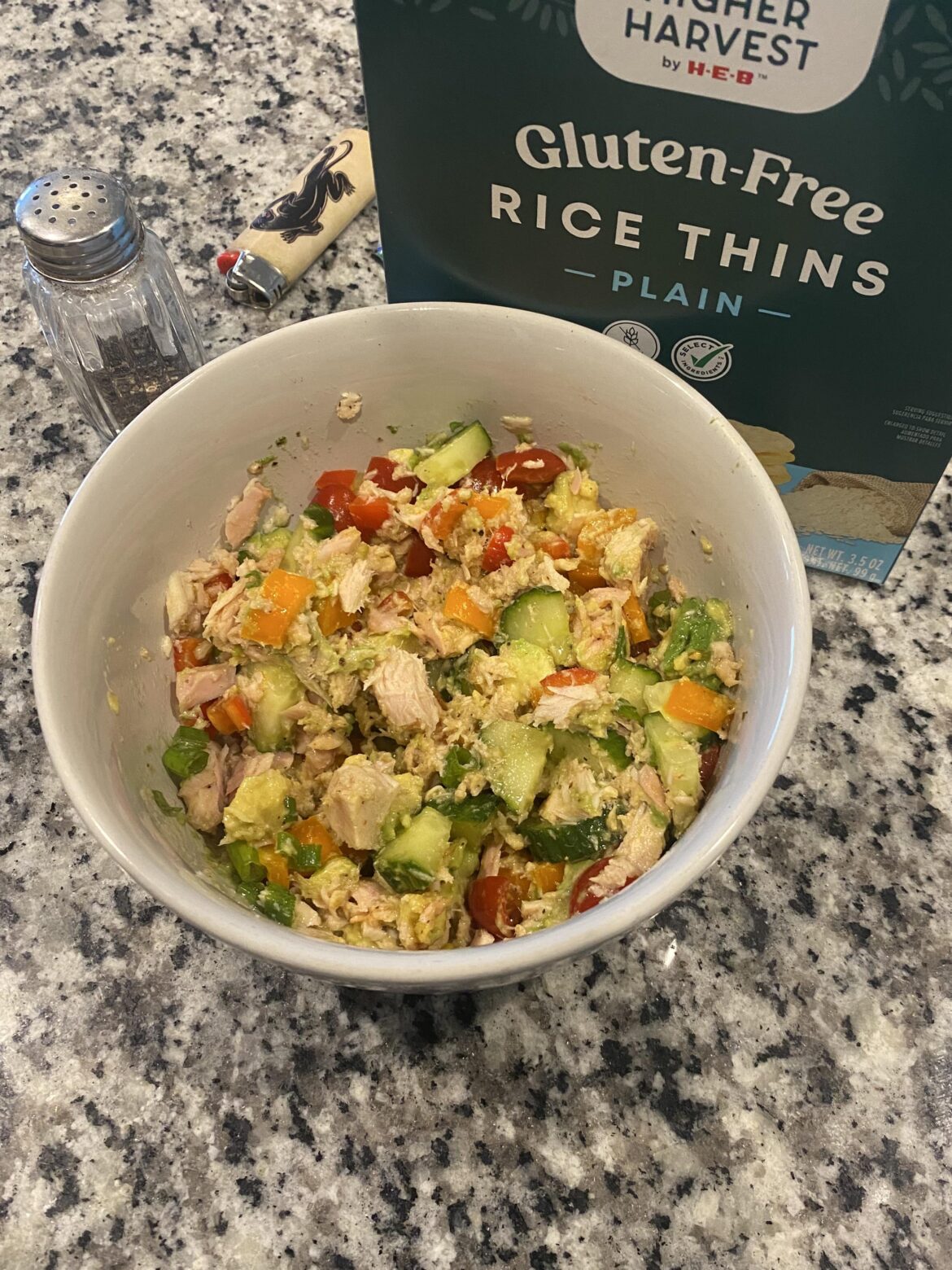 Veggie packed tuna salad, no mayo