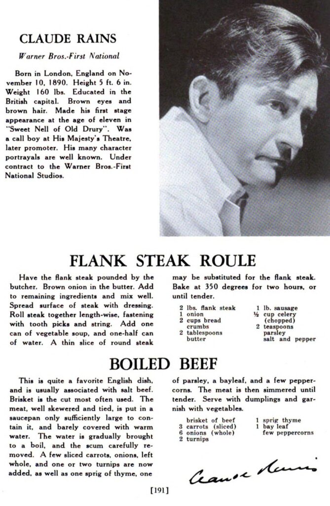 Two traditional beef recipes from the great Claude Rains.