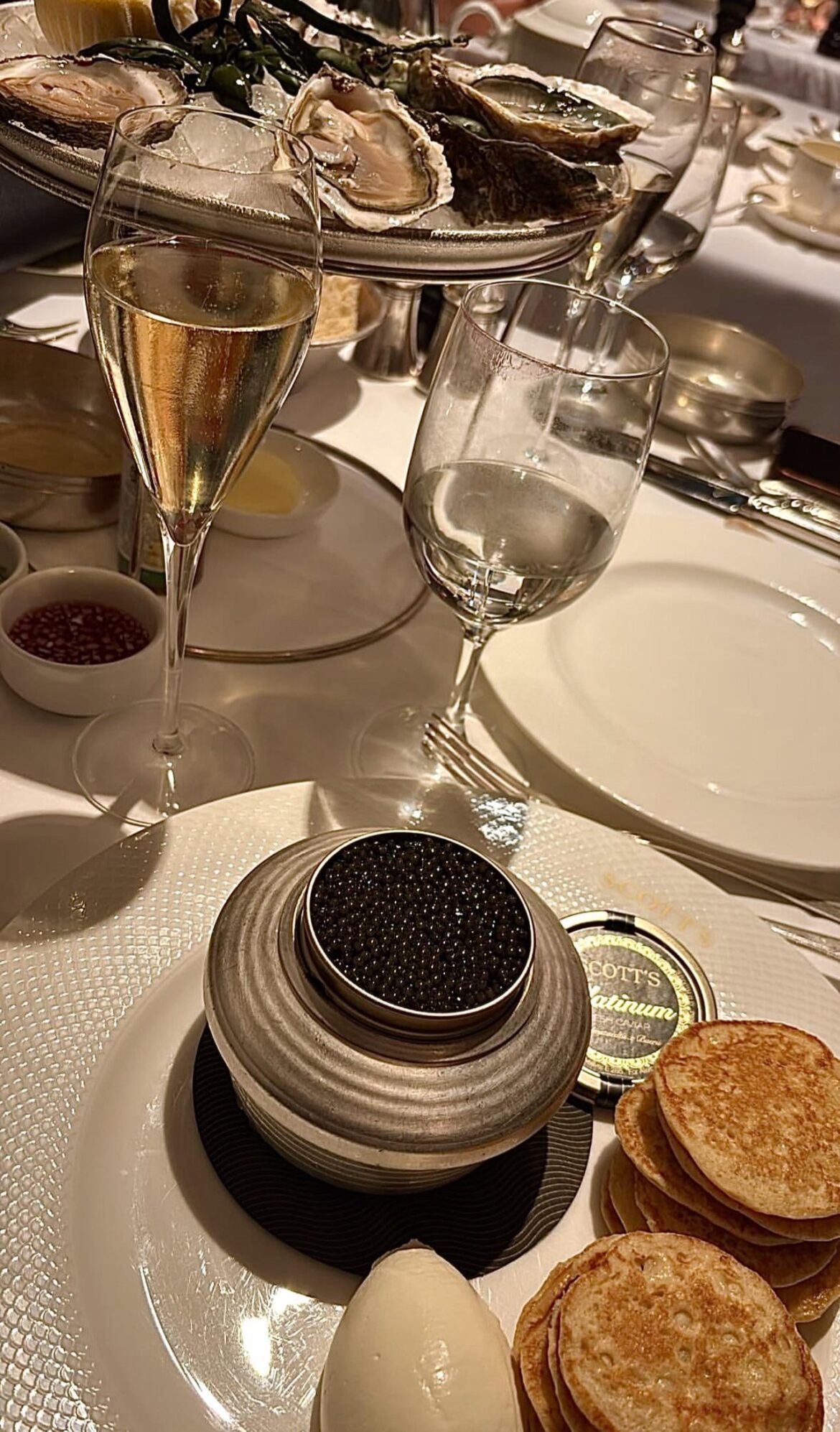 Oysters, Blinis and Caviar.