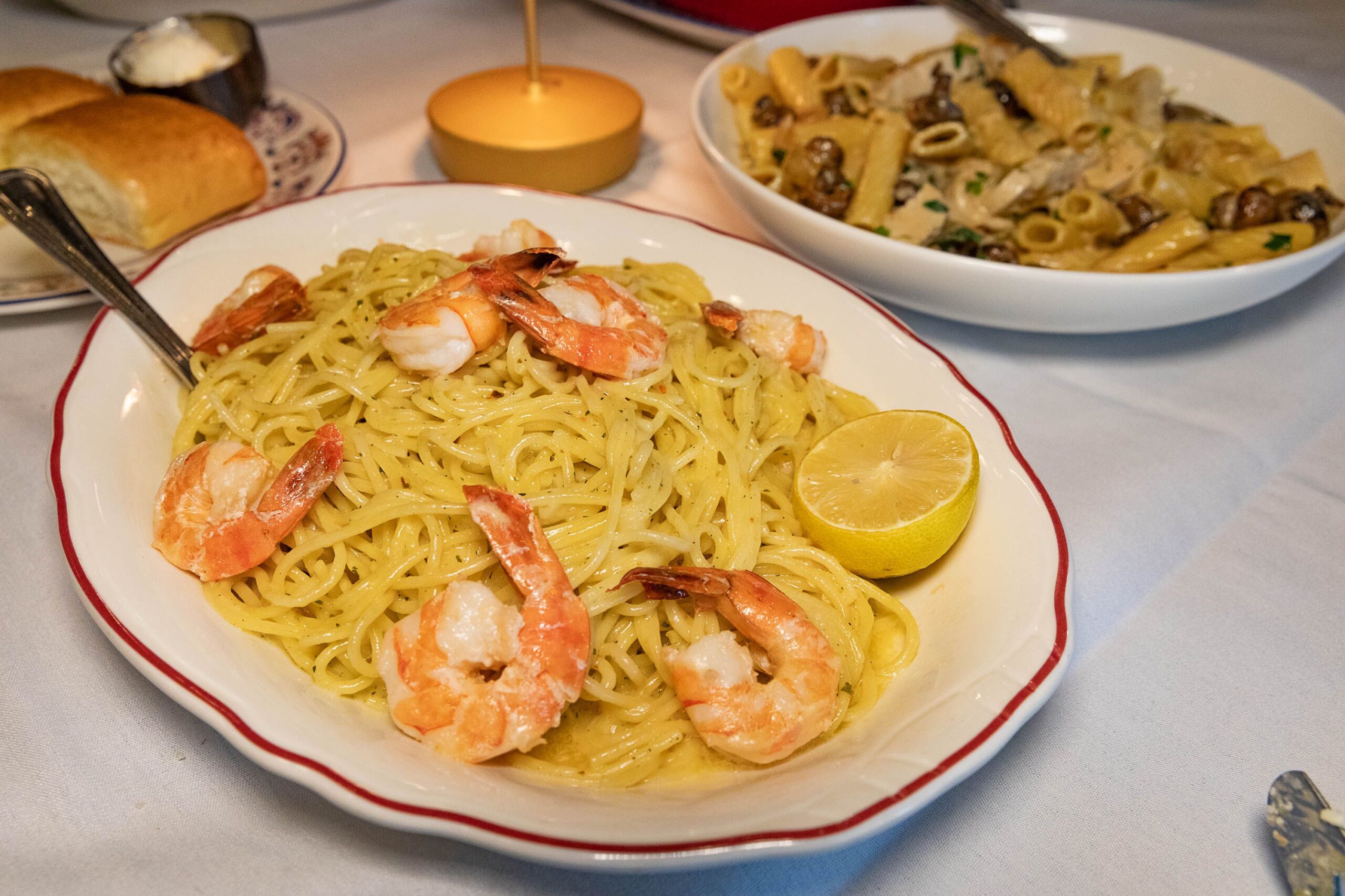 Maggiano's shrimp scampi and Rigatoni