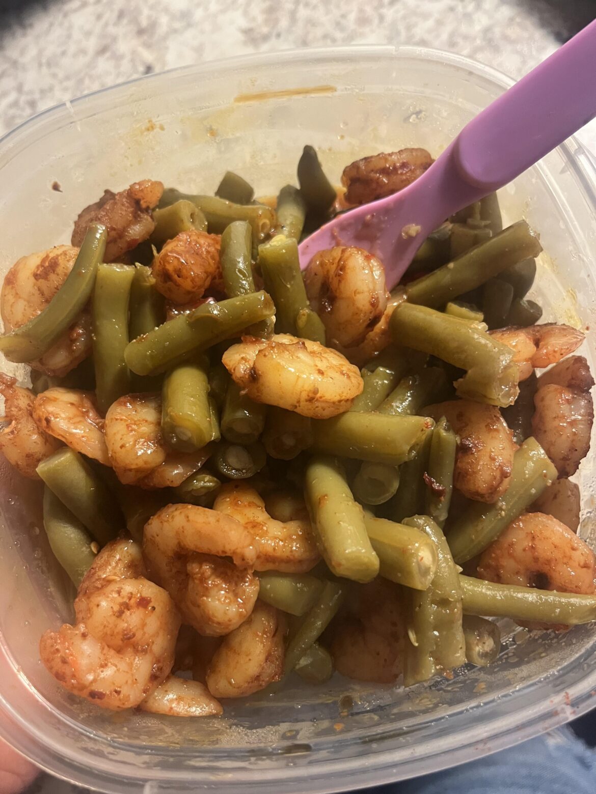 Shrimp and green beans again! 195 cal :-) 🖤20g protein
