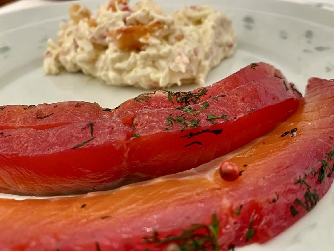 Beetroot cured salmon