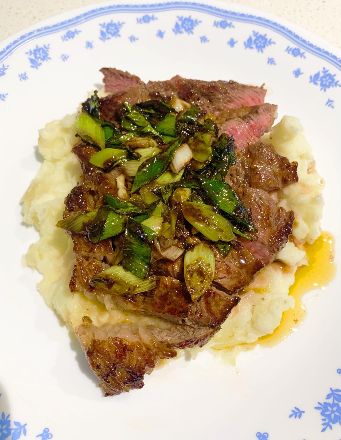 Teriyaki Steak on Creamy Mashed Potato