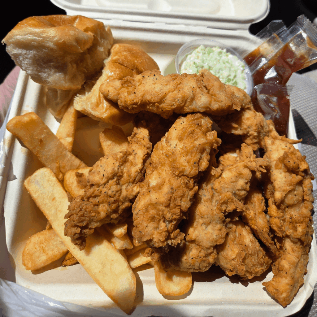 Chicken strips at Donahoo's Golden Chicken in Pomona