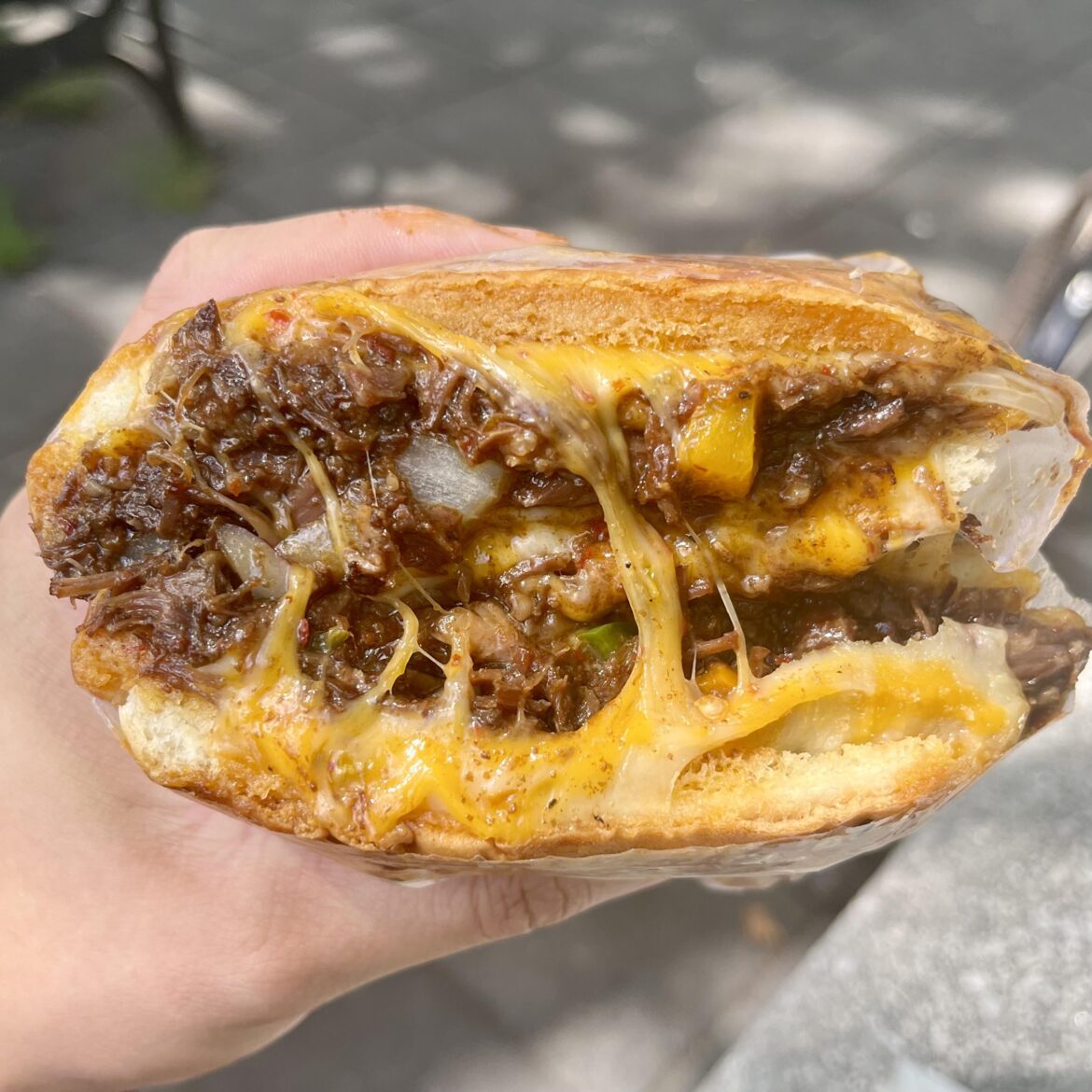 Oxtail Philly Cheese Steak on Coco Bread from Notable in Astoria, Queens