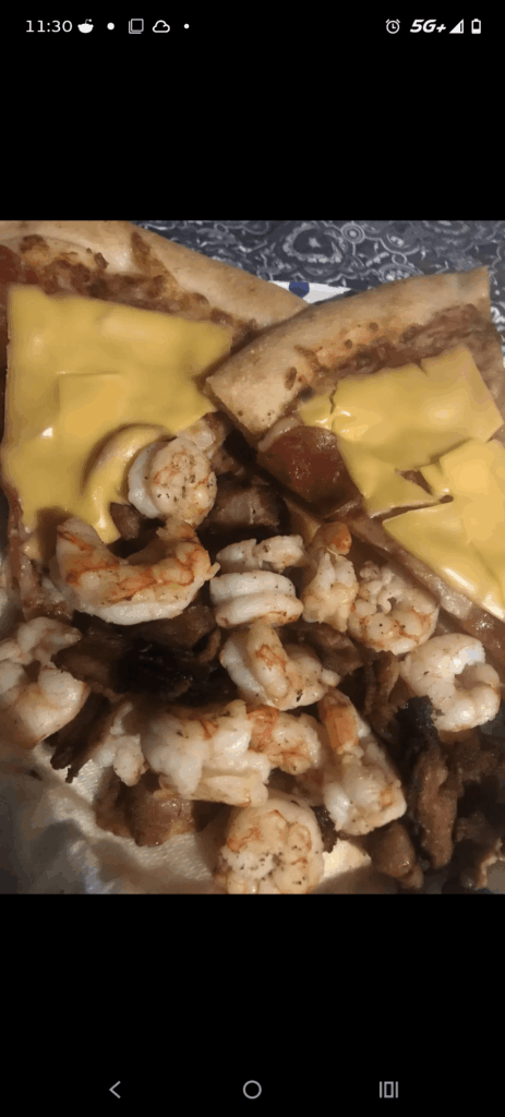 Pepperoni with chefs choice of American cheese, shrimp and bacon