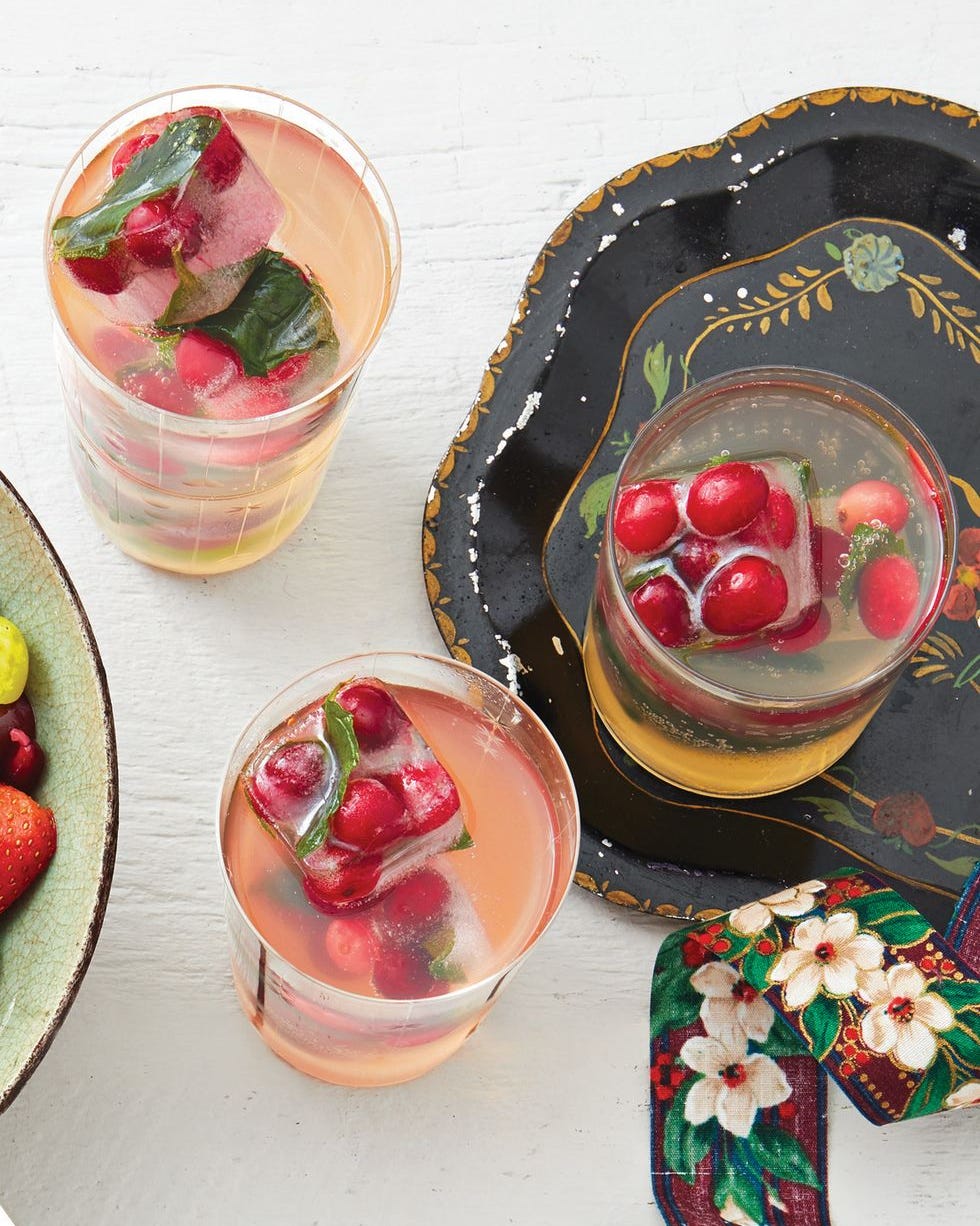white grape punch with cranberry ice non alcoholic christmas drinks