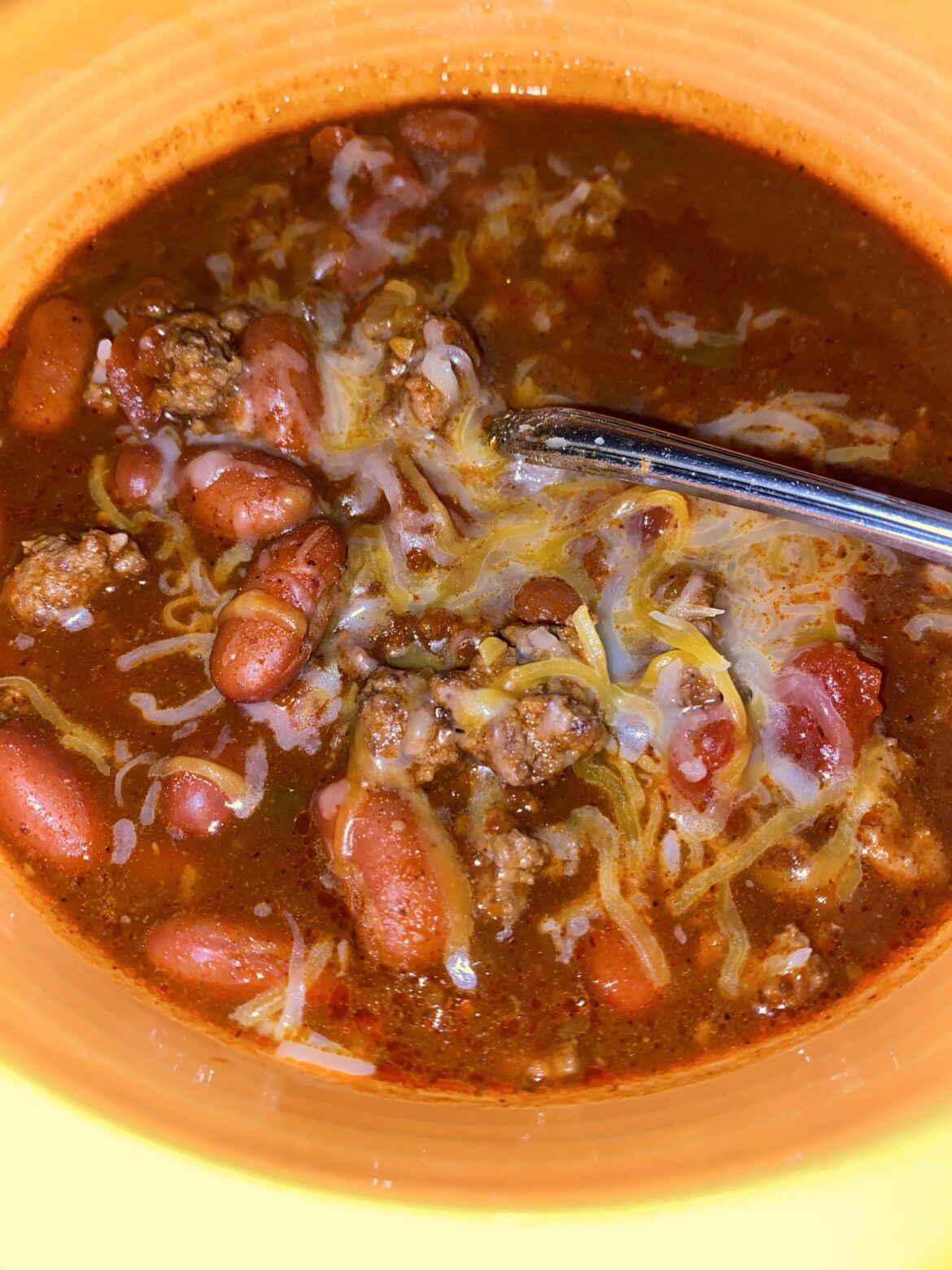 Chili in the crockpot.