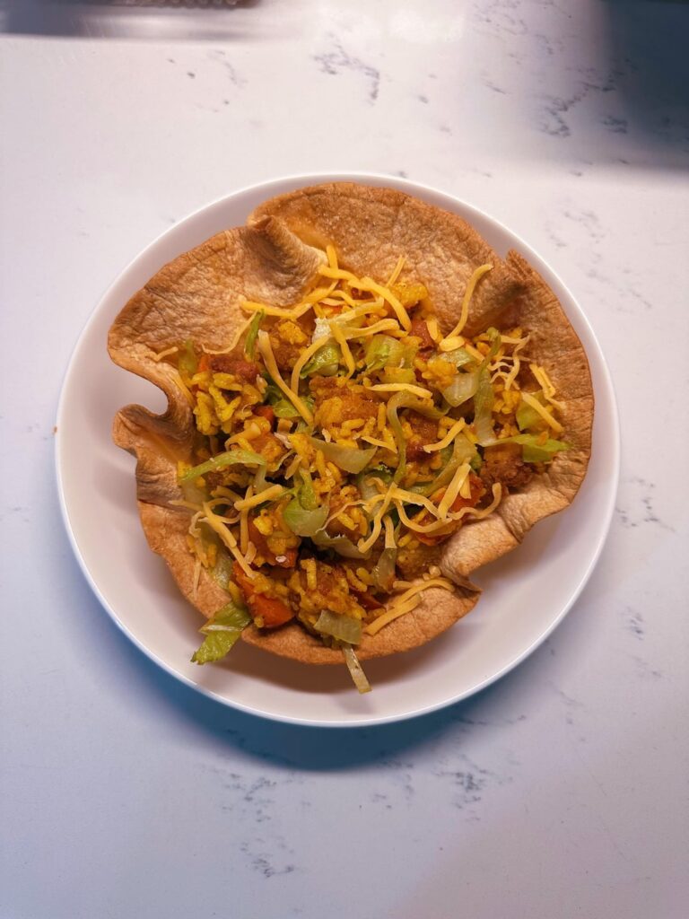 my husband and i follow a dinner plan around pick-a-carb. tonight’s dinner? mexican rice bowls!