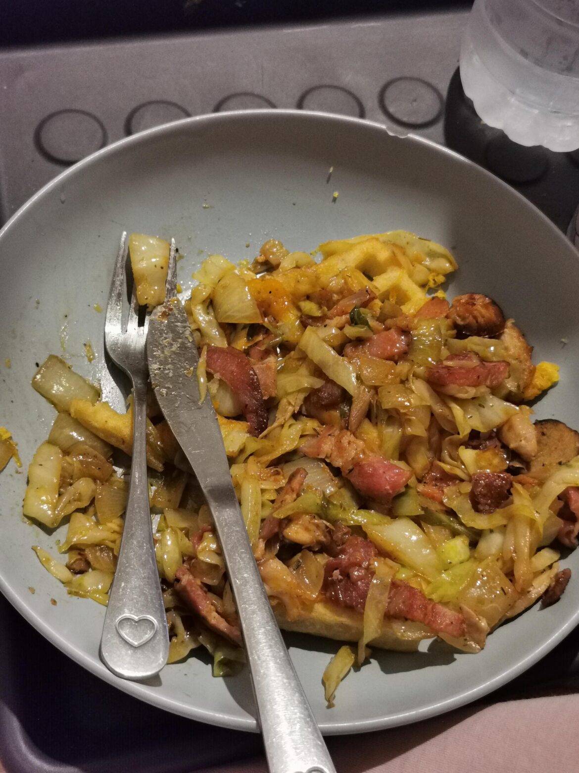 Cabbage loaded potato waffles