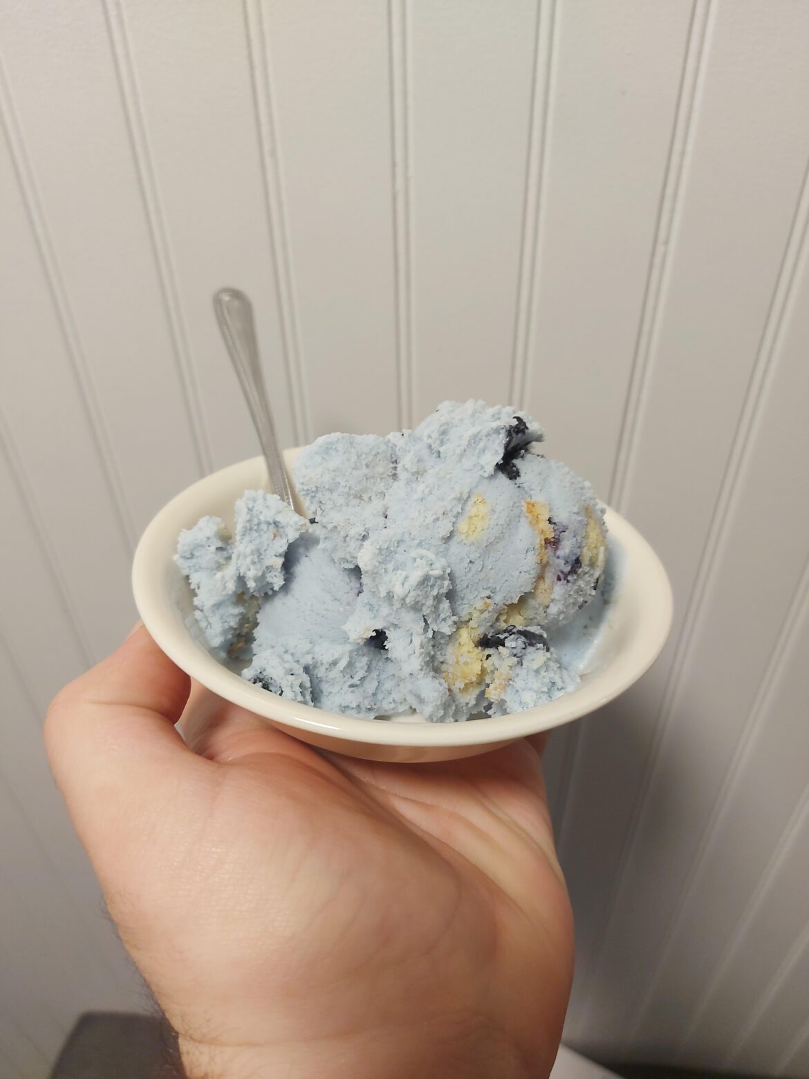 Blue Vanilla with cake chunks and freeze dried blueberries