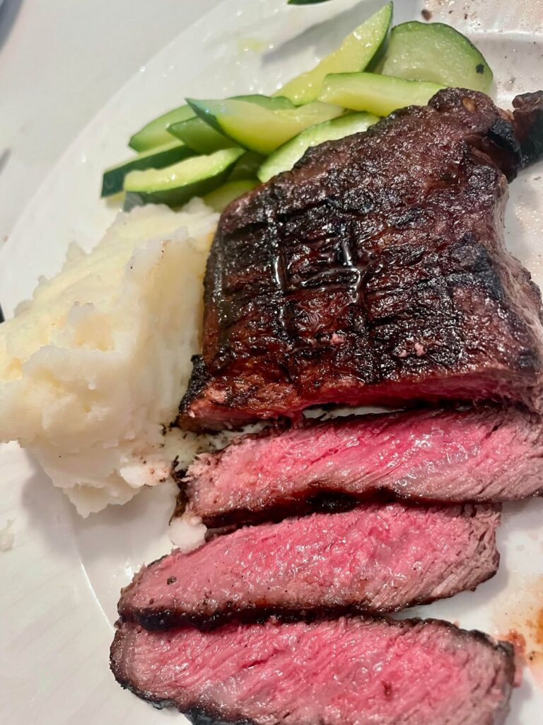 SRF Wagyu gold grade strip steak on the grill