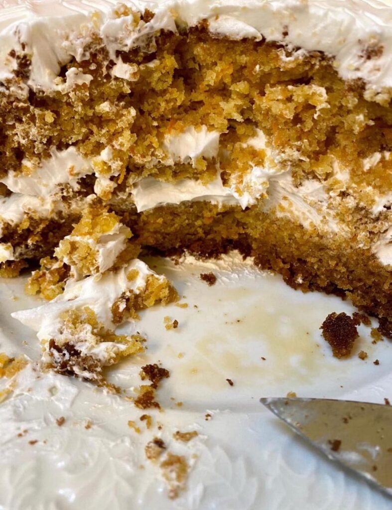 My homemade Moist Carrot Cake w/ Cream Cheese & Whipped Cream Frosting ✨