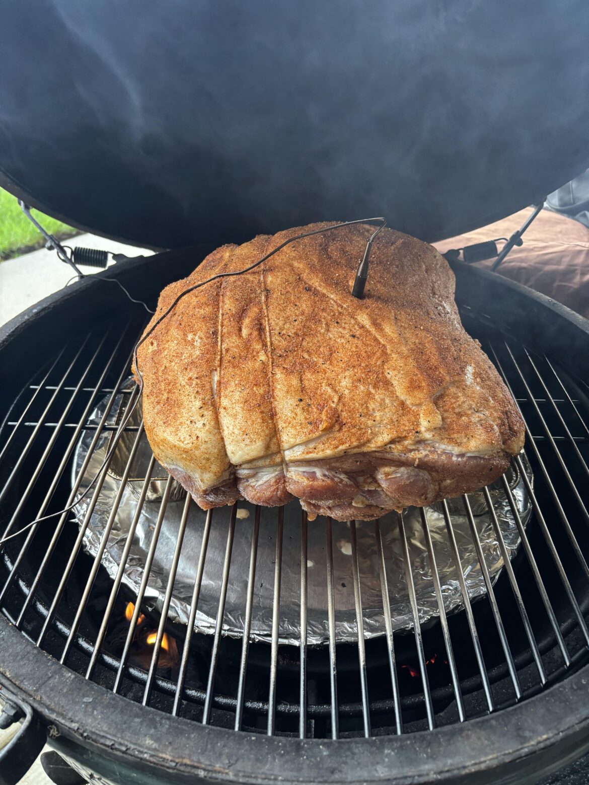 Egging it up today with a fresh ham I cured using Meathead's method.