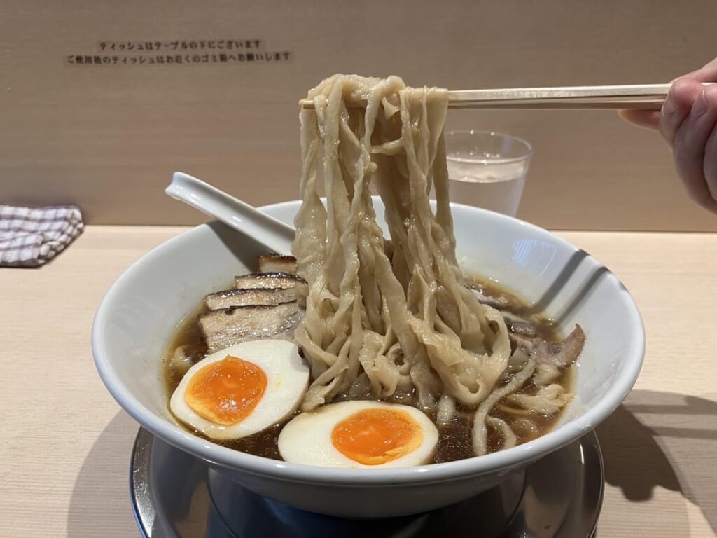 Hand-cut and massaged noodles at Teuchi Asama in Nakameguro
