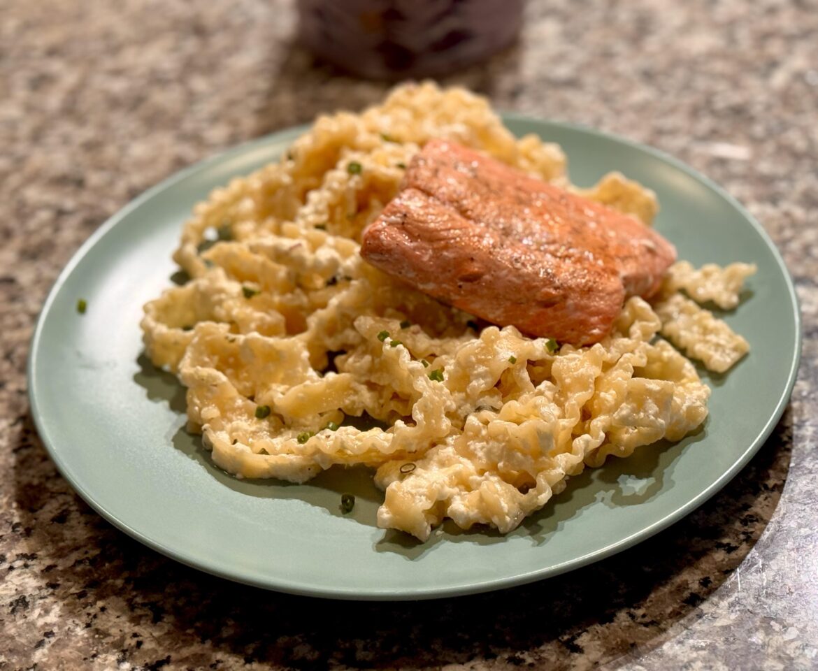 Lemon-Ricotta Mafaldine with Salmon