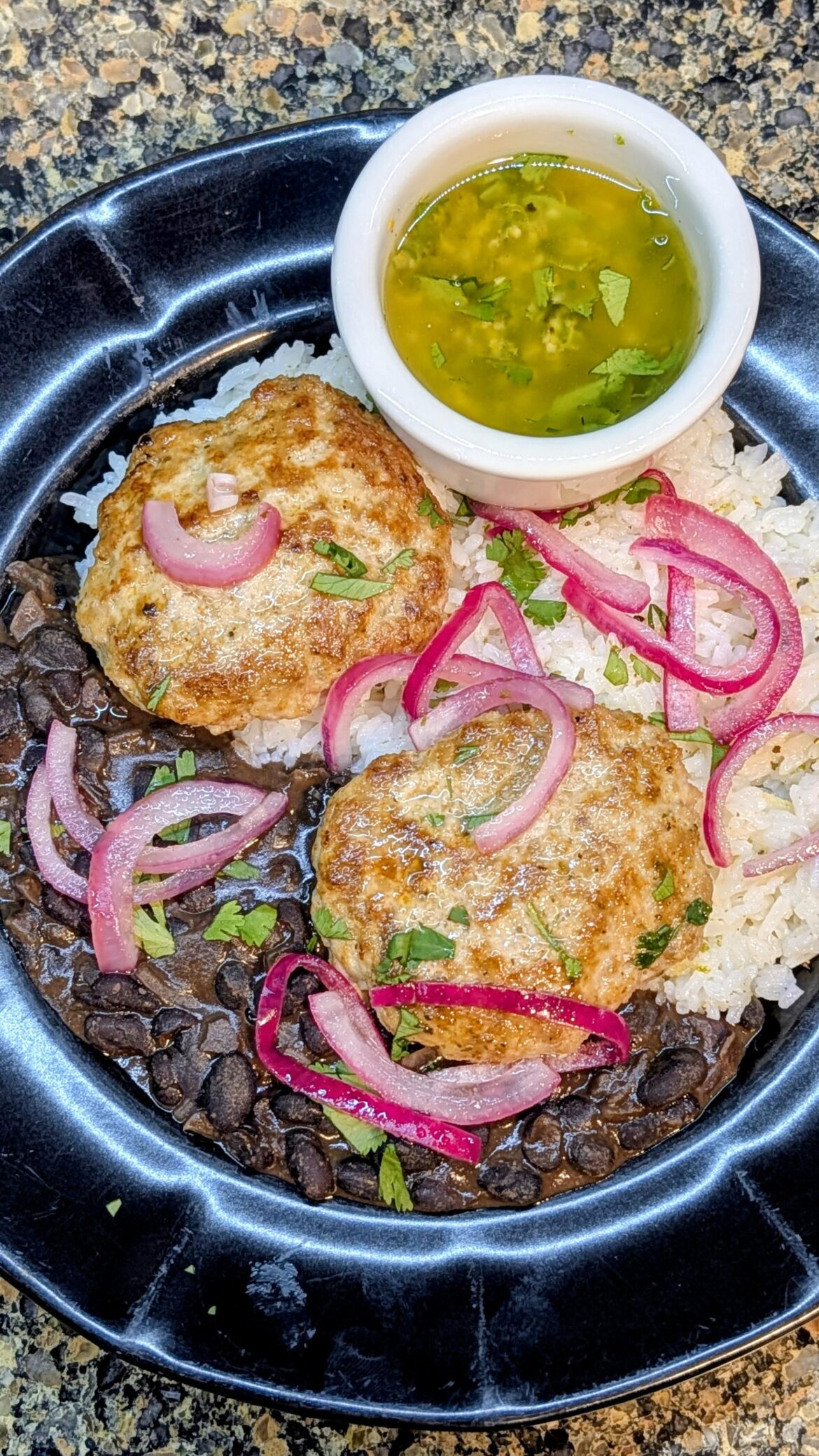 Citrusy Mojo Pork Patties & Black Beans