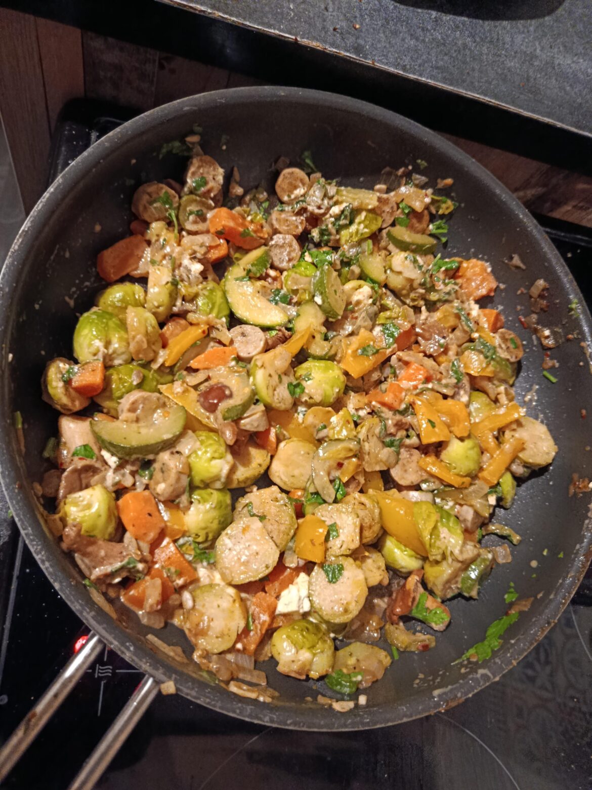 Veggie Pan with veggie sausage
