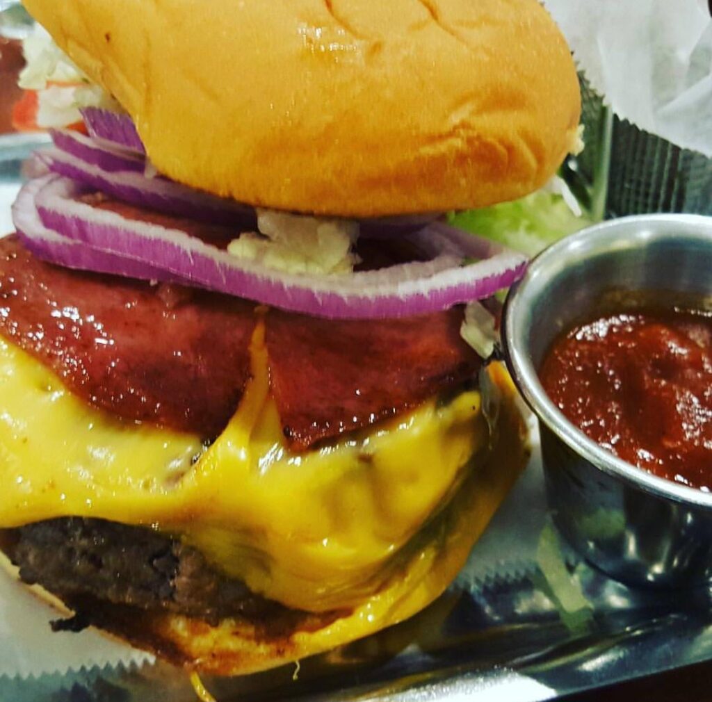 Cheeseburger w taylor ham at local diner