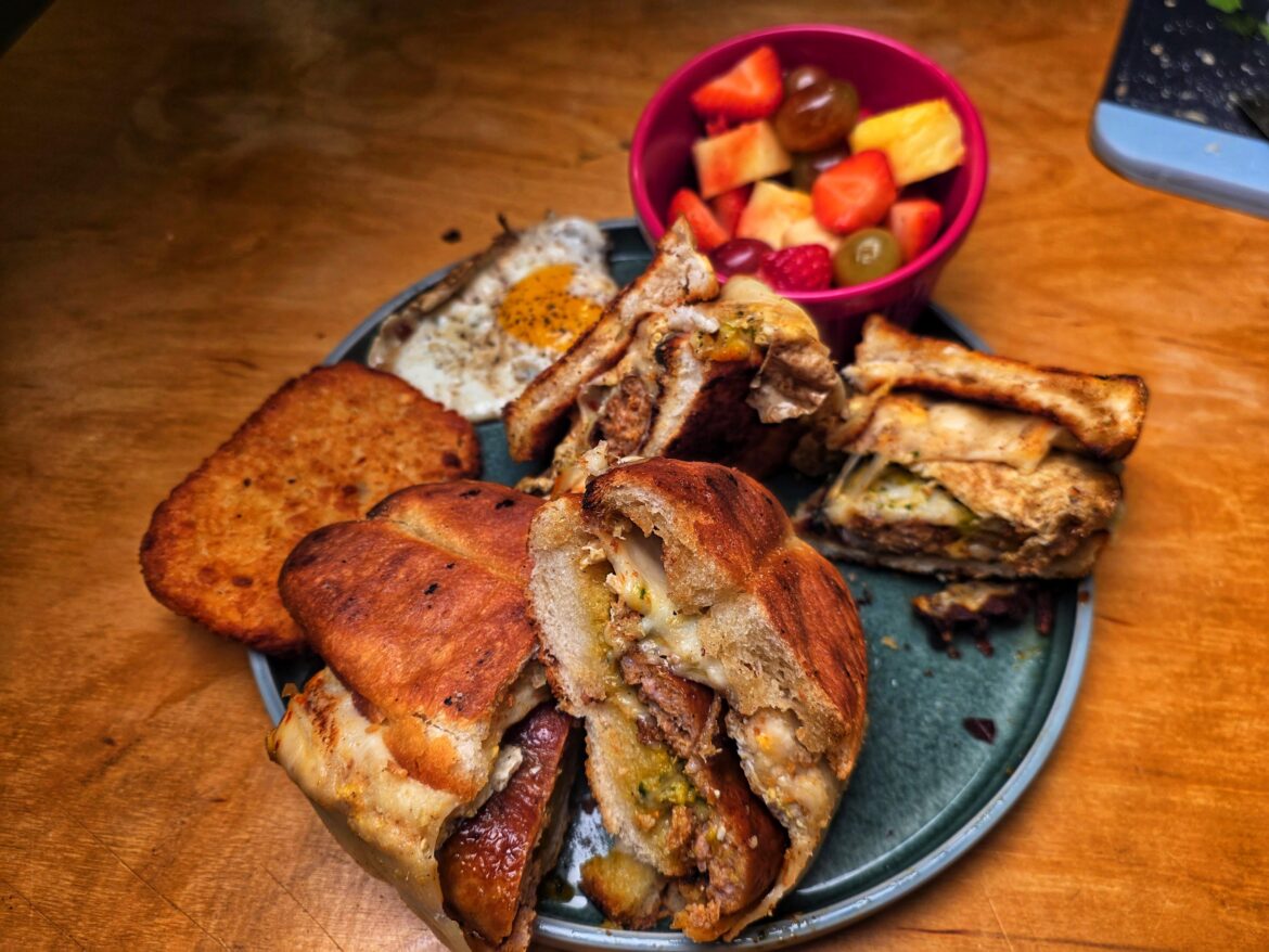 got tipsy and made breakfast sandwiches for dinner