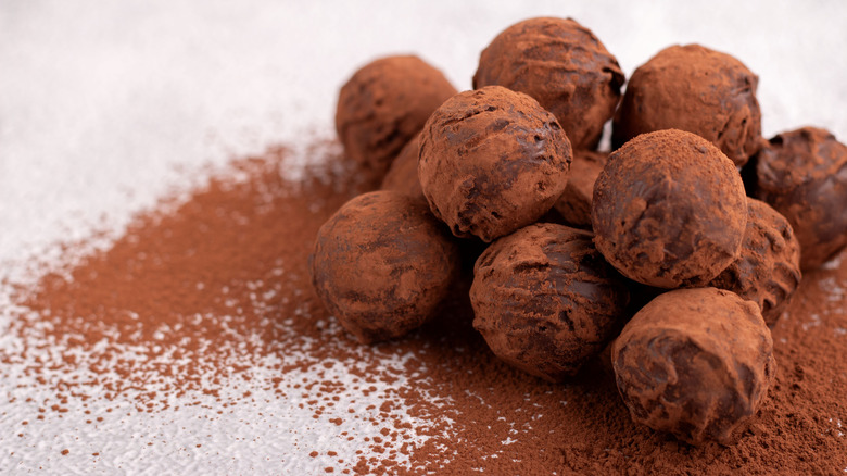 Chocolate truffles dusted with cocoa powder