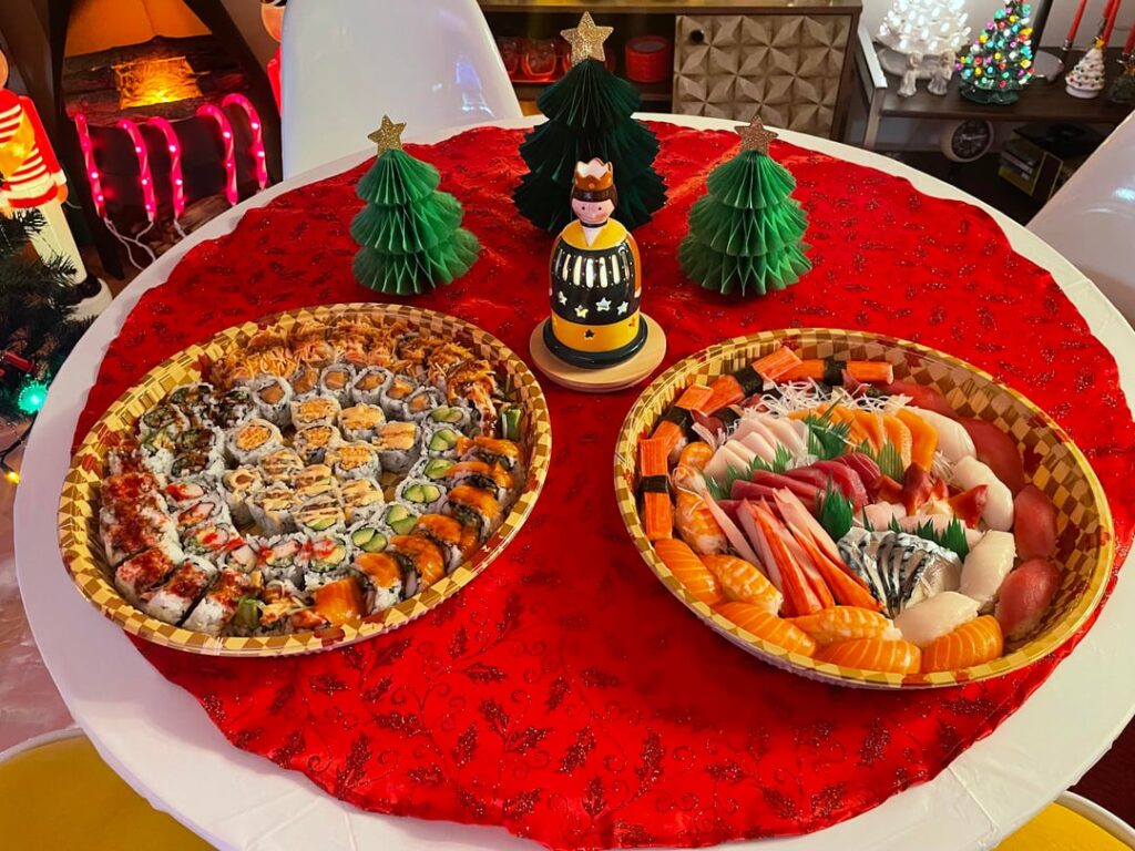 Sushi platters for Christmas