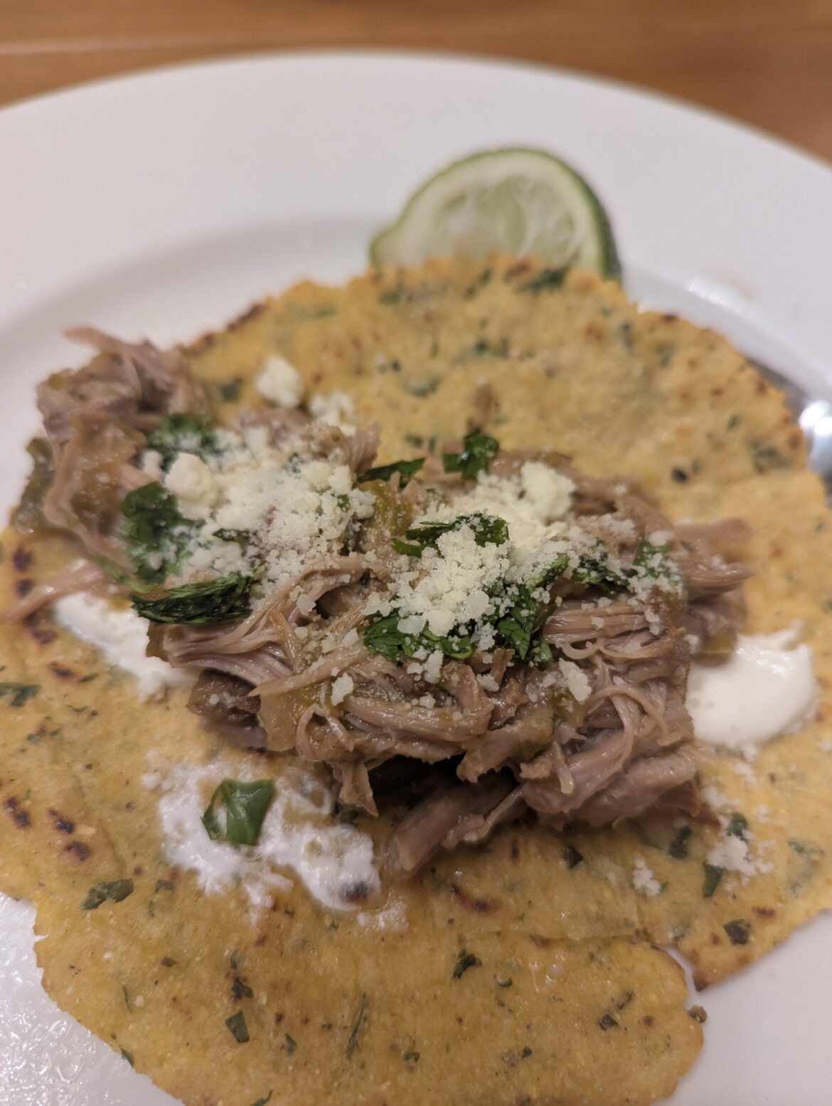 Green pork tacos