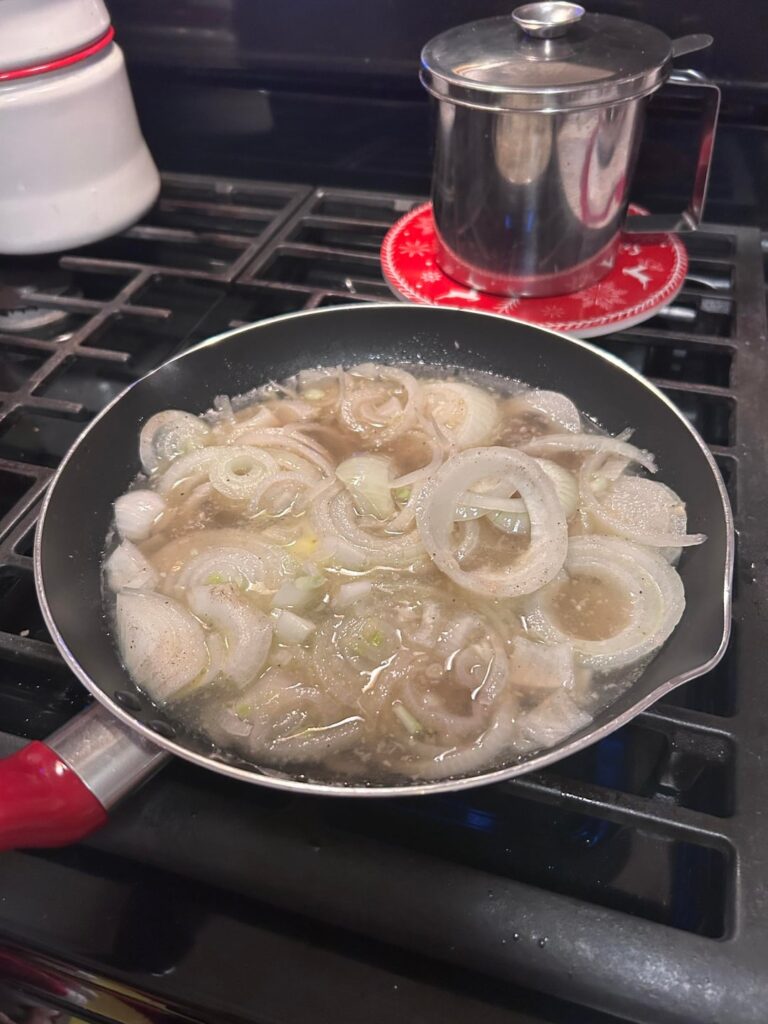 Made some onion soup with stuff I had at home