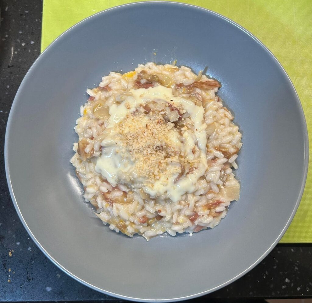Risotto with pink chicory of Gorizia and fondue of Toma del Natisone cheese