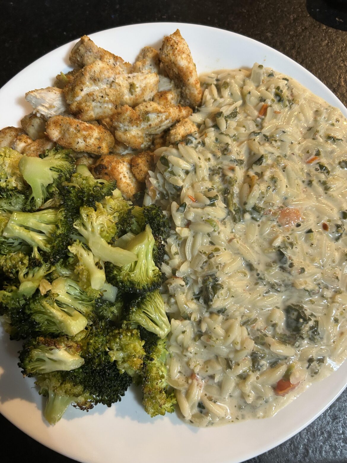 Chicken, broccoli, and creamy orzo