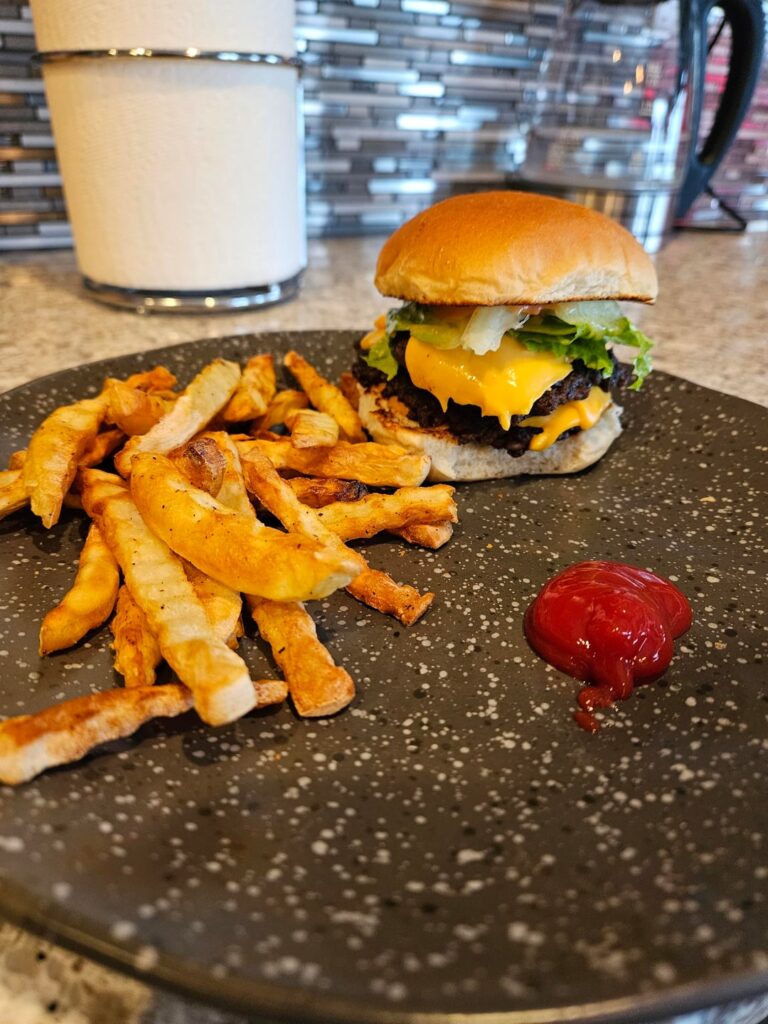 Exercised my free will today. Burger and fries for breakfast