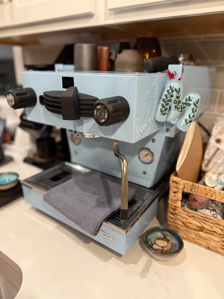 Coworker made me a Christmas ornament that matches perfectly to my espresso machine. Coworker made me a Christmas ornament that matches perfectly to my espresso machine.