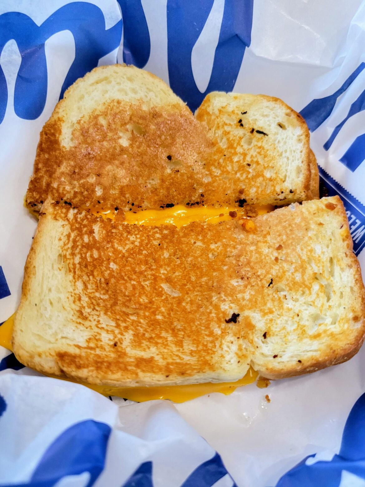 This is exactly how I like my grilled cheese. Just a little bit of golden brown.