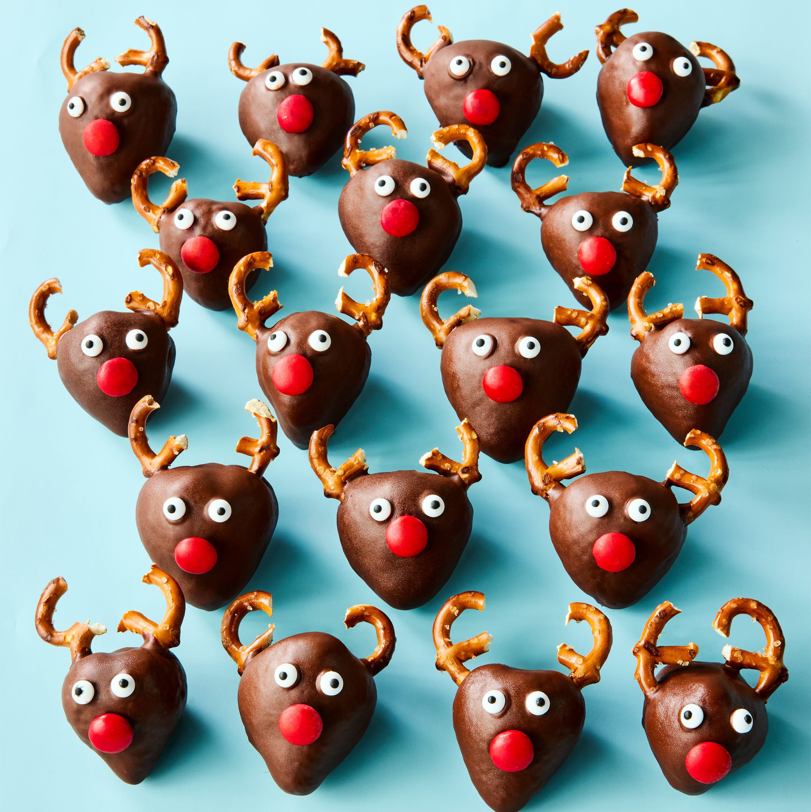 chocolate covered strawberries shaped like reindeers
